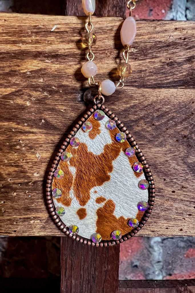 IRRESISTIBLE CHARM CRYSTAL BEADED ANIMAL PRINT NECKLACE
