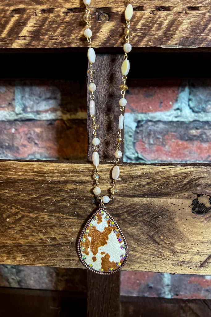 IRRESISTIBLE CHARM CRYSTAL BEADED ANIMAL PRINT NECKLACE