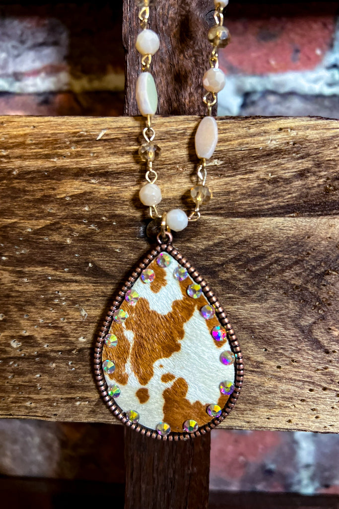 IRRESISTIBLE CHARM CRYSTAL BEADED ANIMAL PRINT NECKLACE
