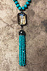 MAGICAL ENERGY CRYSTAL TURQUOISE AQUA LONG NECKLACE