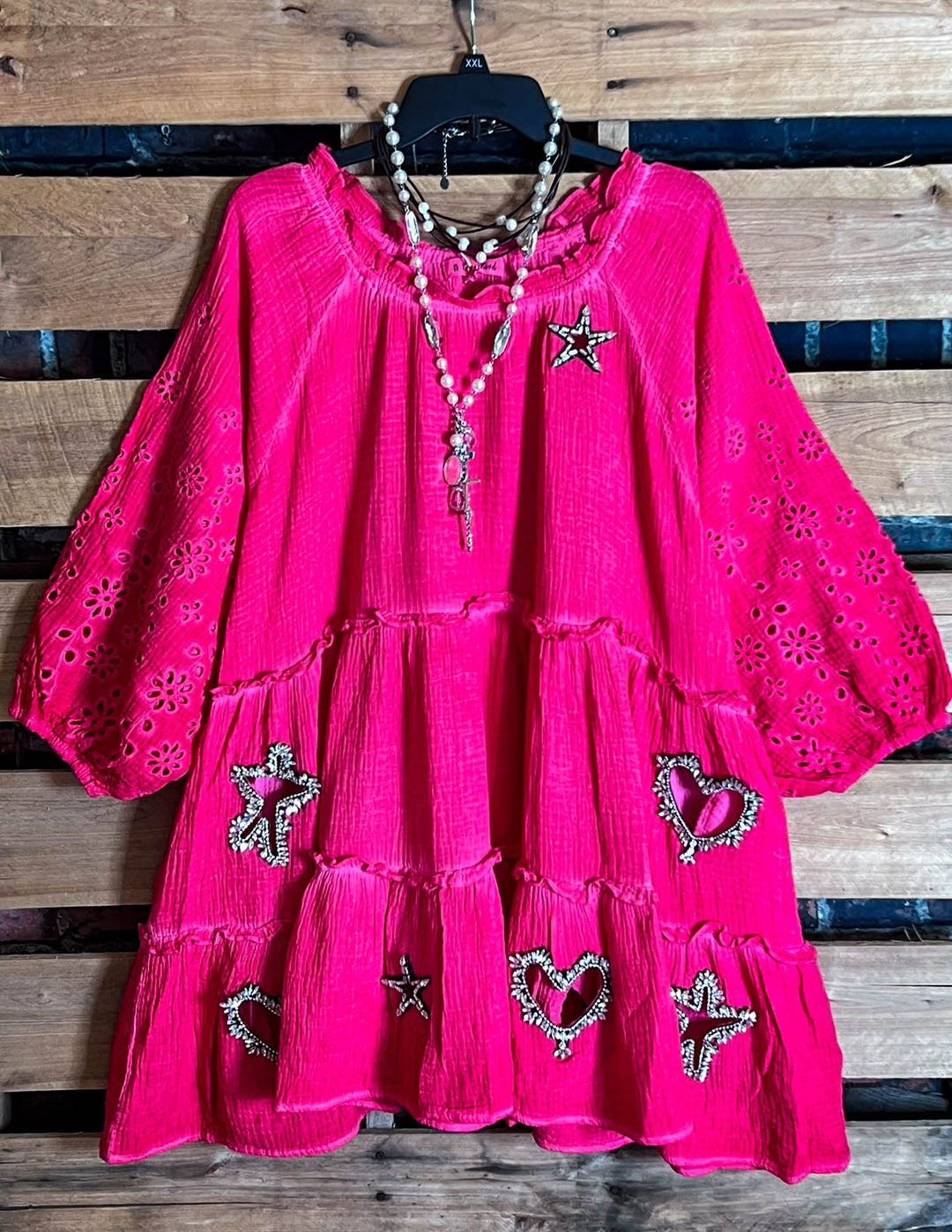 ALL THE PRETTY THINGS 100% COTTON DRESS IN STRAWBERRY PINK