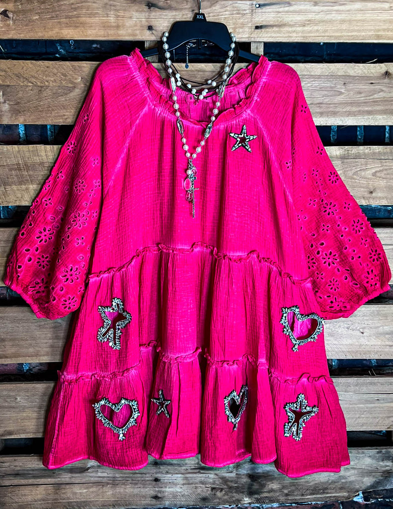 ALL THE PRETTY THINGS 100% COTTON DRESS IN STRAWBERRY PINK