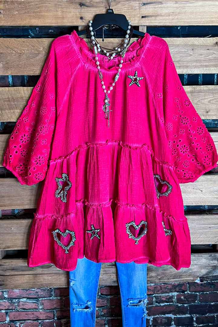 ALL THE PRETTY THINGS 100% COTTON DRESS IN STRAWBERRY PINK