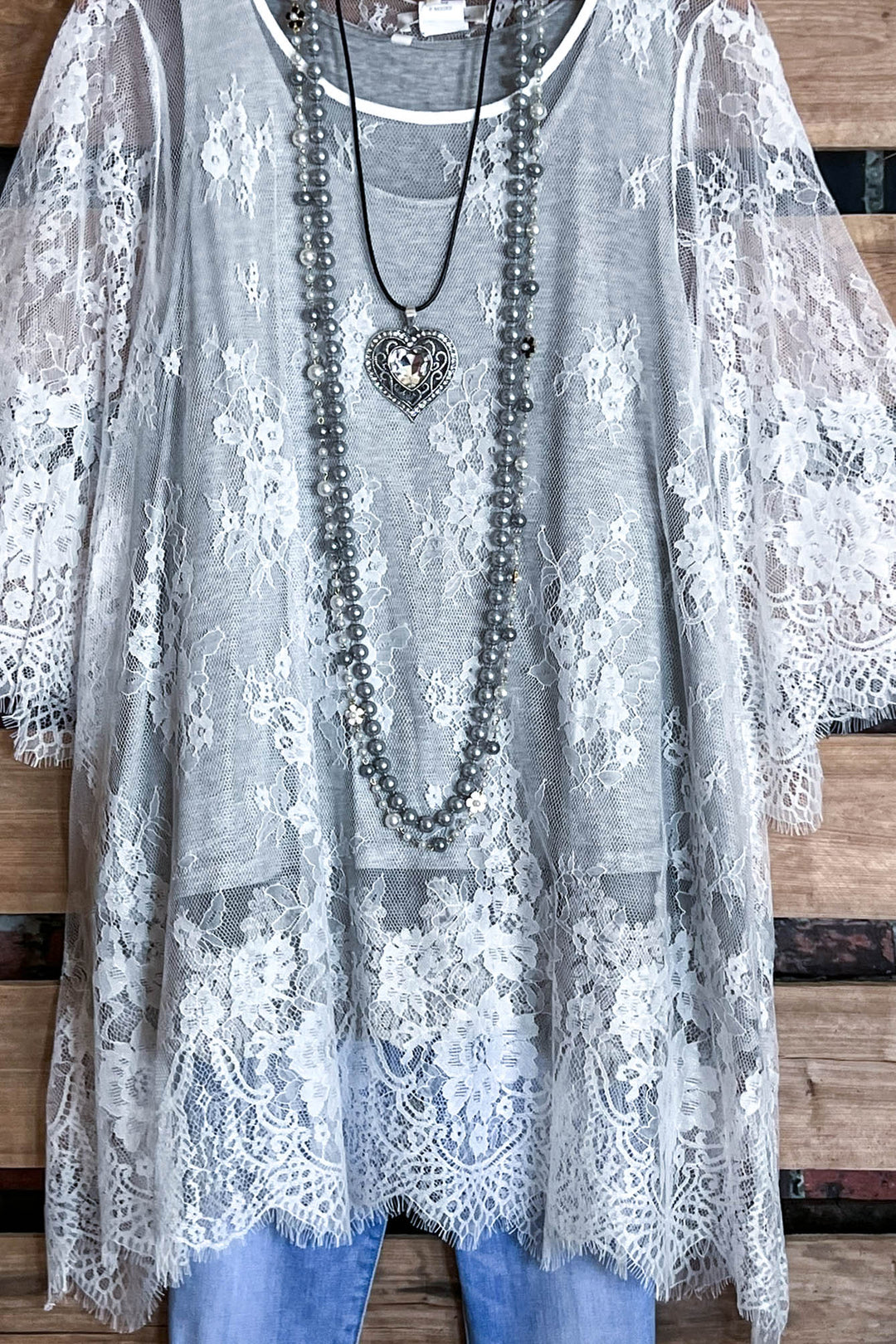 Made You Look Lace Sheer Tunic in White