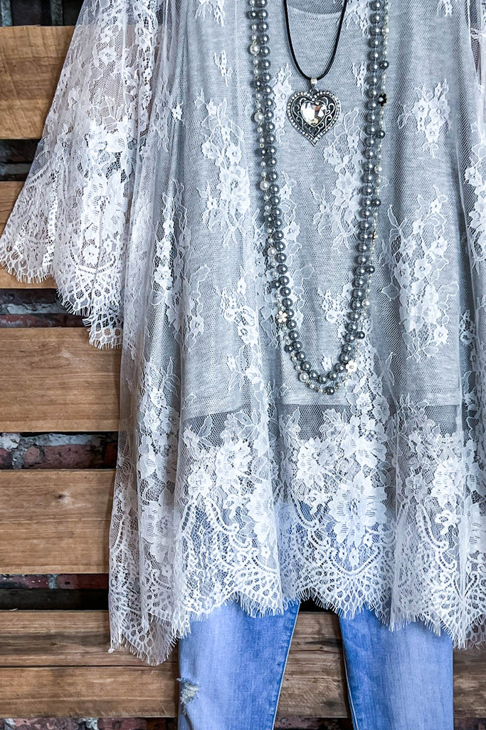Made You Look Lace Sheer Tunic in White
