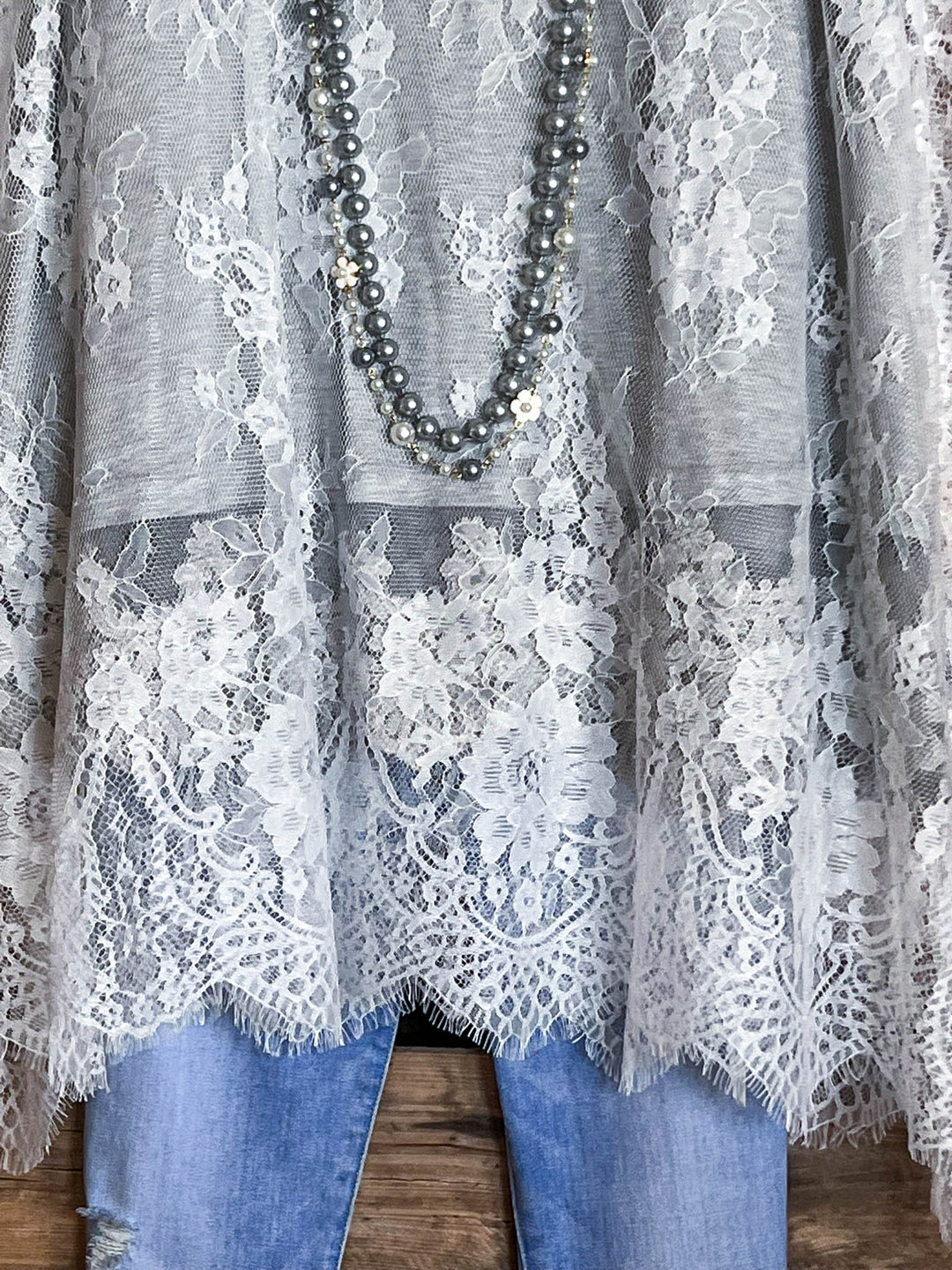 Made You Look Lace Sheer Tunic in White