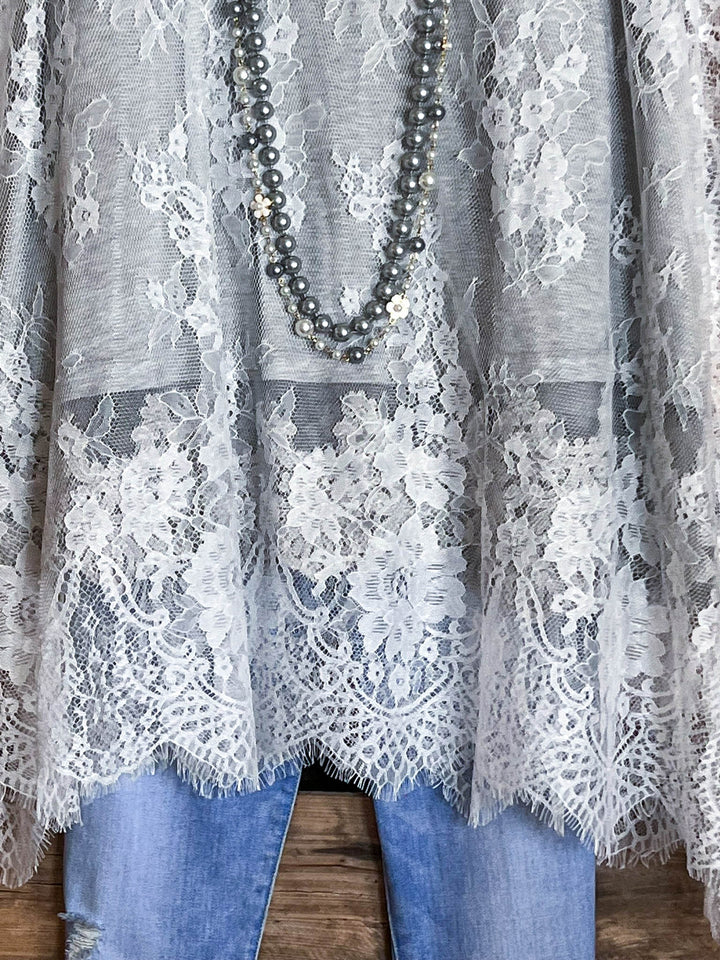 Made You Look Lace Sheer Tunic in White