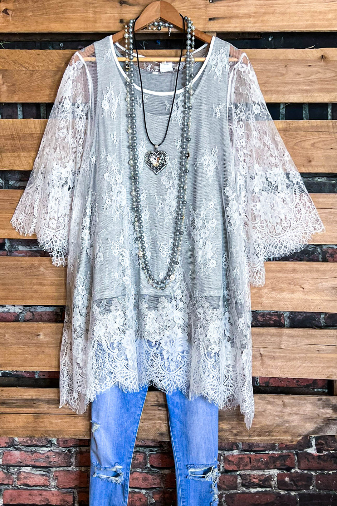 Made You Look Lace Sheer Tunic in White