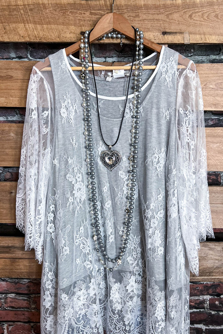 Made You Look Lace Sheer Tunic in White