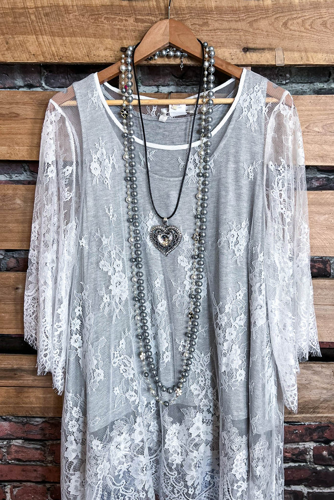 Made You Look Lace Sheer Tunic in White