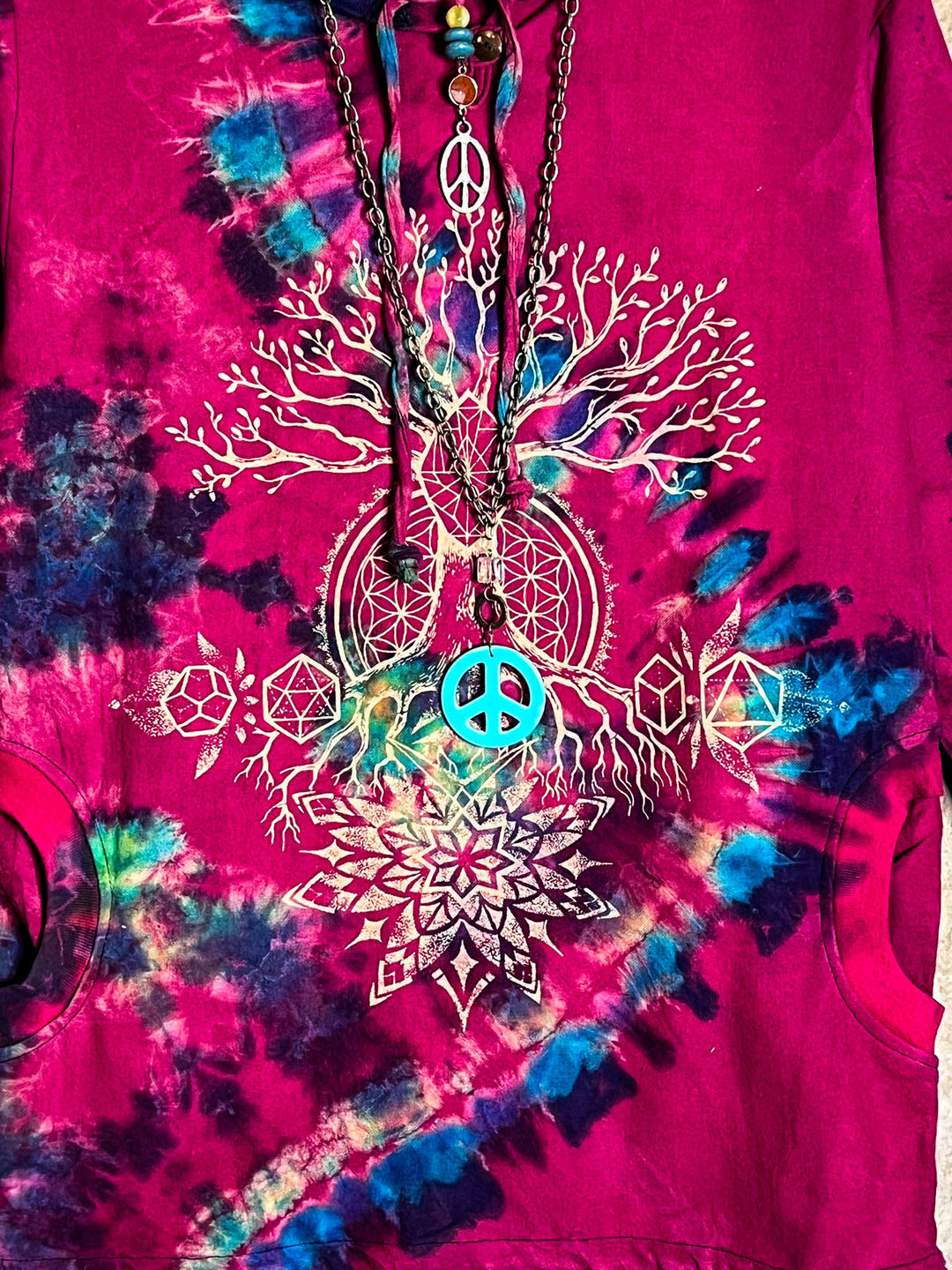 6-12 Size -The Tree of Life Hoodie Sweater 100% Cotton in Red-----------Sale