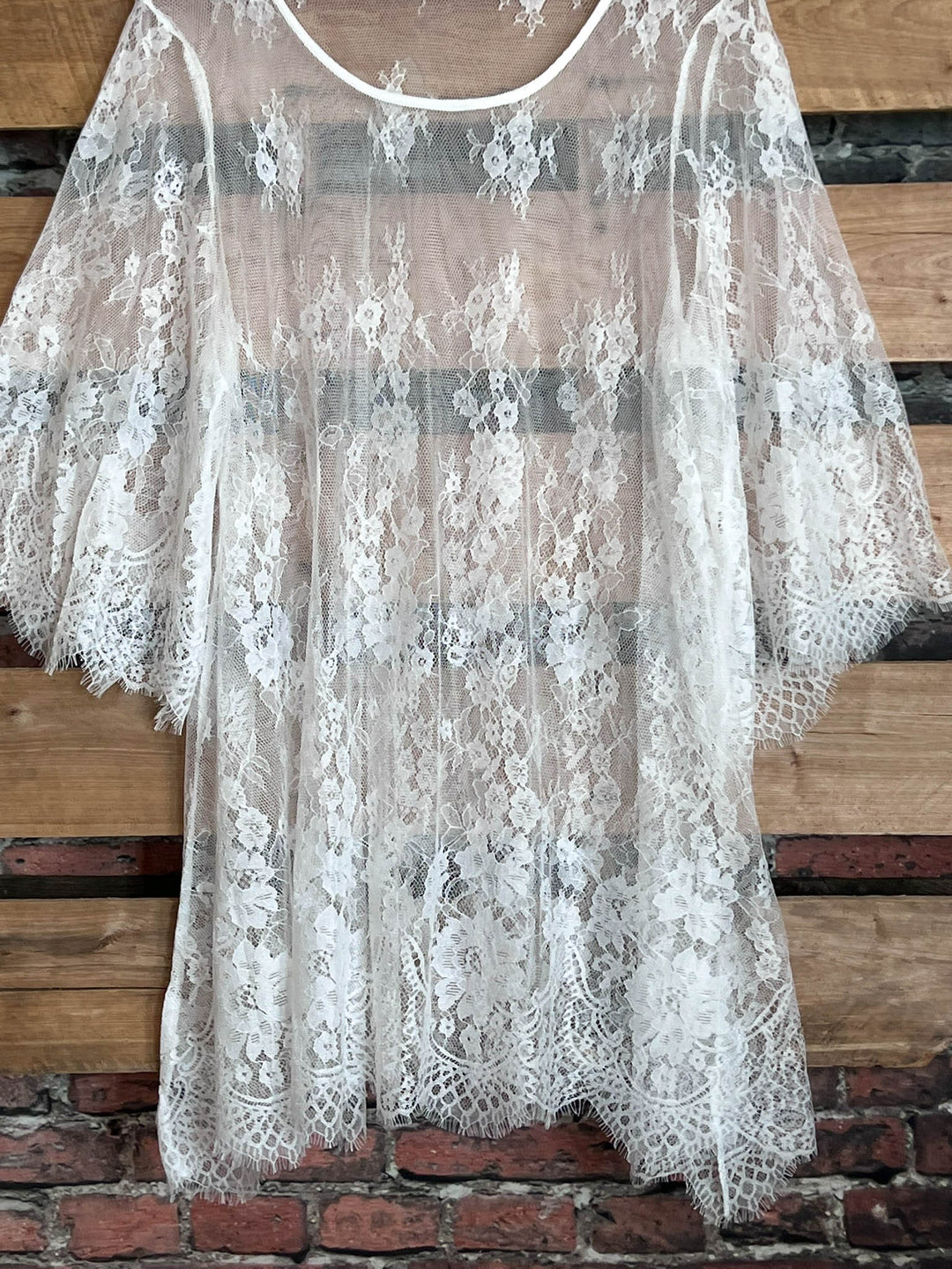 Made You Look Lace Sheer Tunic in White