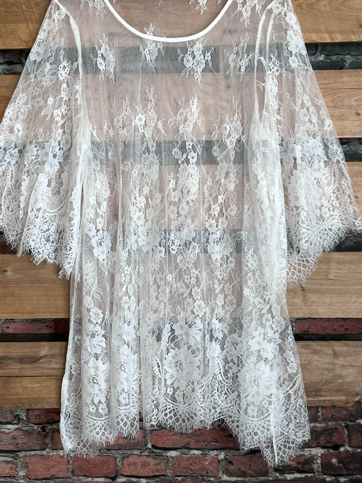 Made You Look Lace Sheer Tunic in White