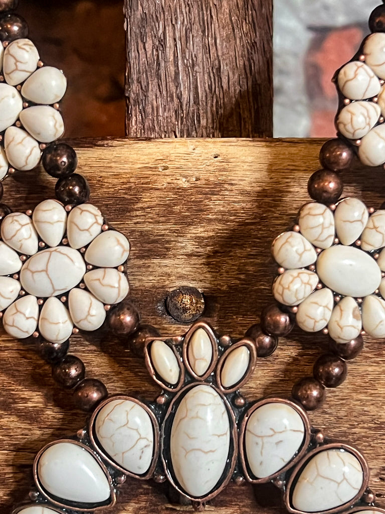 CACTUS FLOWER IVORY SET NECKLACE & EARRINGS