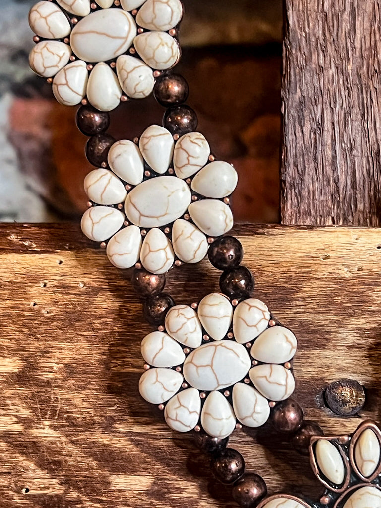 CACTUS FLOWER IVORY SET NECKLACE & EARRINGS