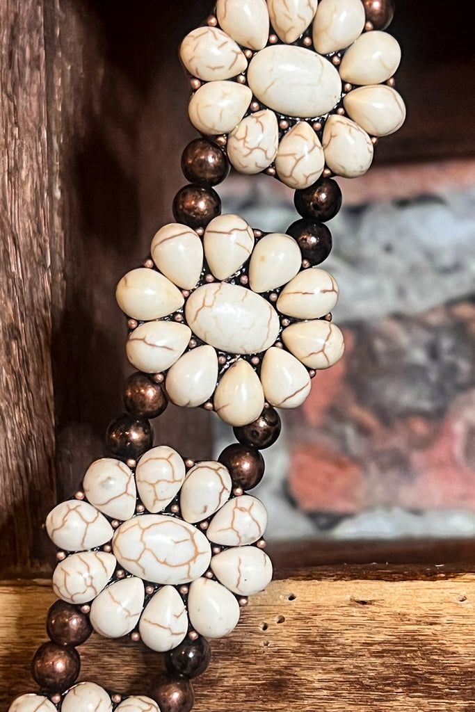 CACTUS FLOWER IVORY SET NECKLACE & EARRINGS