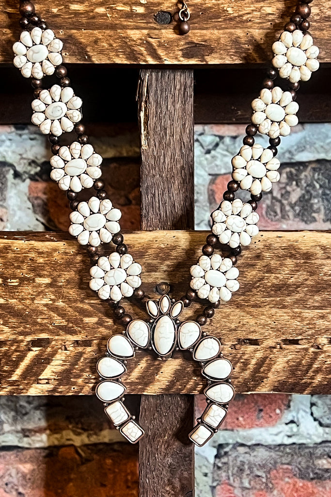 CACTUS FLOWER IVORY SET NECKLACE & EARRINGS