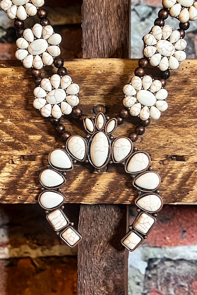 CACTUS FLOWER IVORY SET NECKLACE & EARRINGS