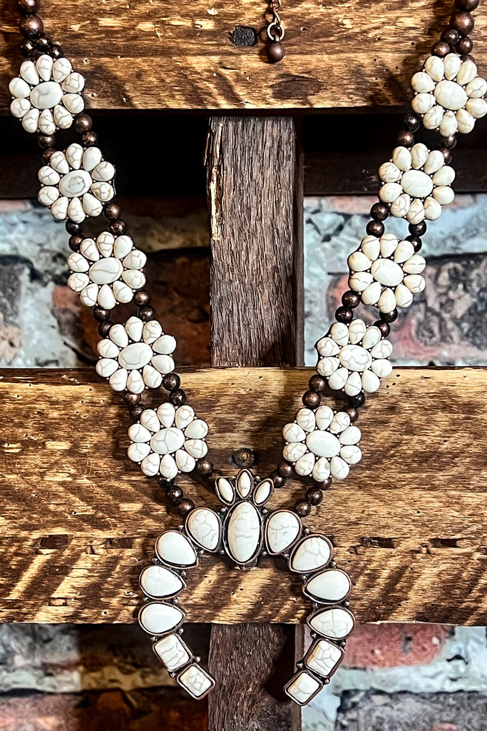 CACTUS FLOWER IVORY SET NECKLACE & EARRINGS