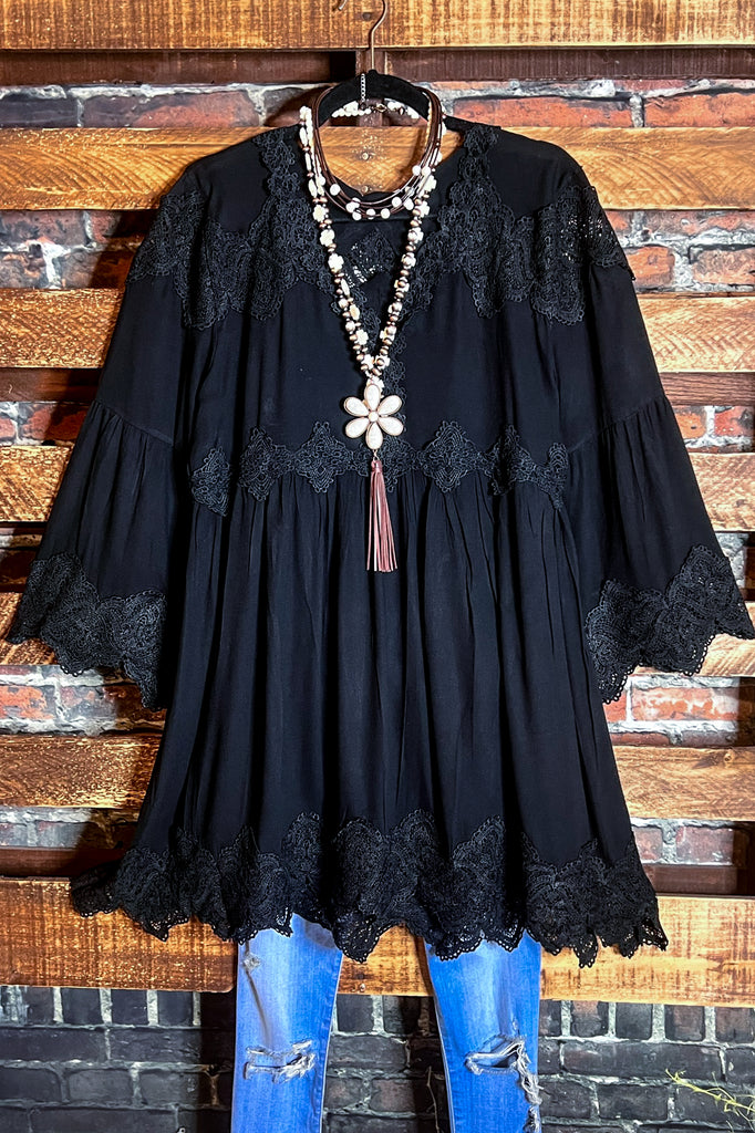 Like a Love Song Vintage-Inspired Top in Black