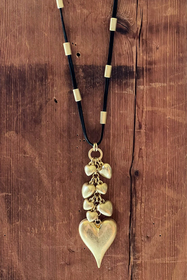 Enchanting Tiered Heart Drop Necklace in Gold Color