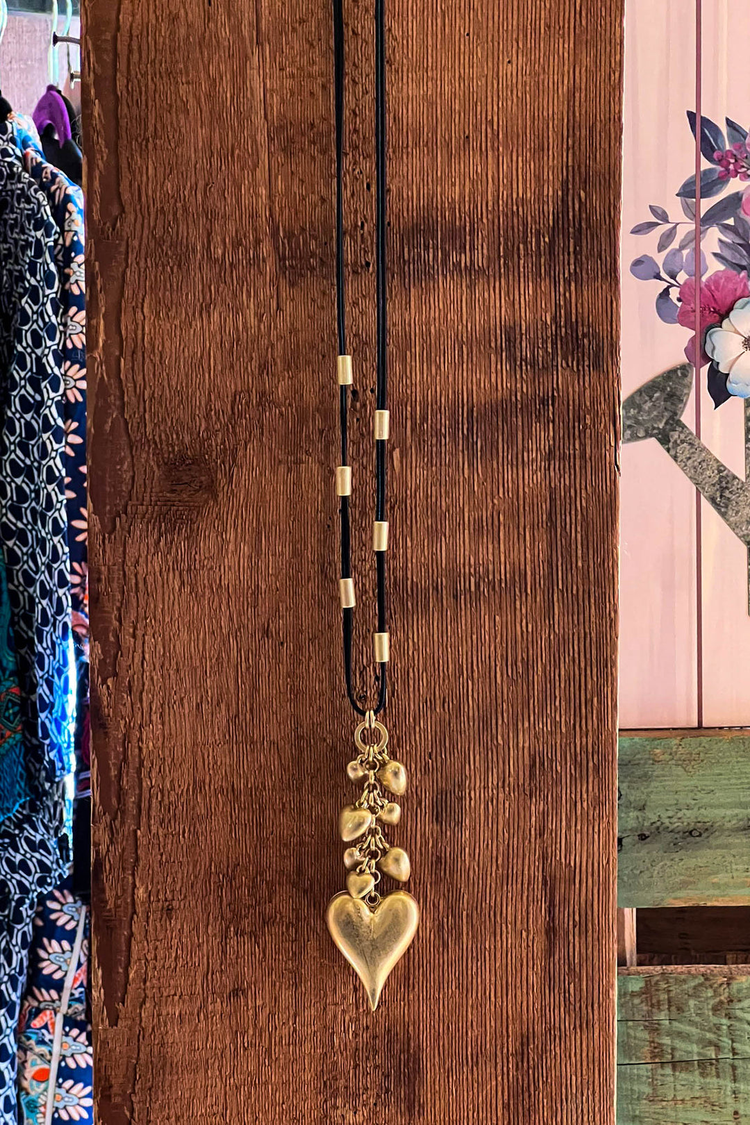 Enchanting Tiered Heart Drop Necklace in Gold Color