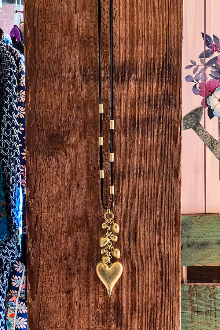 Enchanting Tiered Heart Drop Necklace in Gold Color