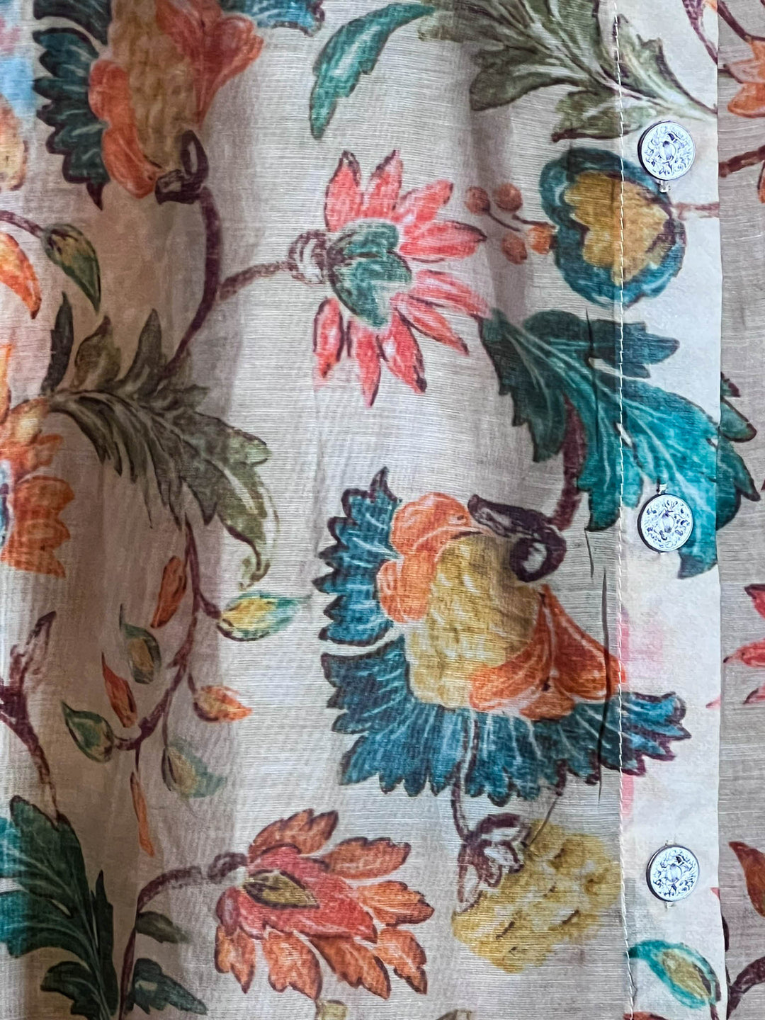TROPICAL SUNRISE GARDEN FAB SHIRT IN TAUPE & MULTI-COLOR
