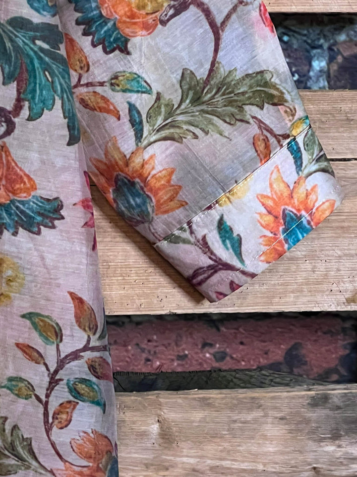 TROPICAL SUNRISE GARDEN FAB SHIRT IN TAUPE & MULTI-COLOR