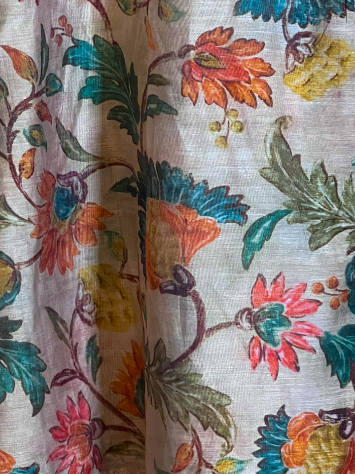 TROPICAL SUNRISE GARDEN FAB SHIRT IN TAUPE & MULTI-COLOR