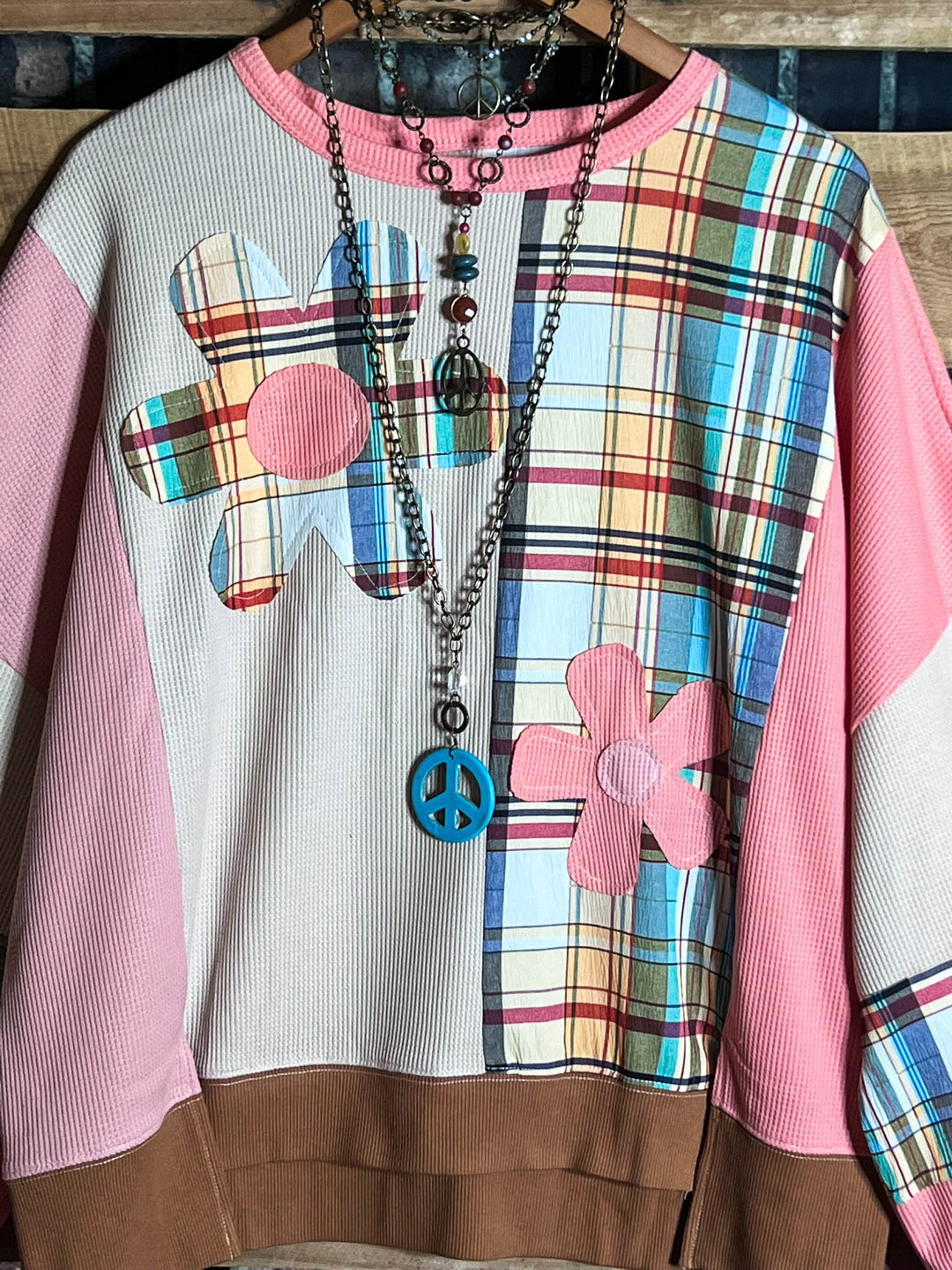 A Good Feeling Artisan Flowers Patch Sweatshirt in Multi-Color