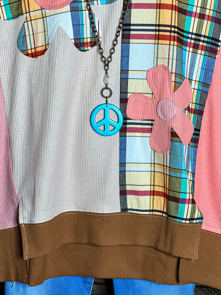 A Good Feeling Artisan Flowers Patch Sweatshirt in Multi-Color