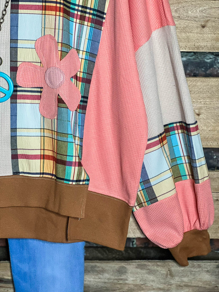 A Good Feeling Artisan Flowers Patch Sweatshirt in Multi-Color