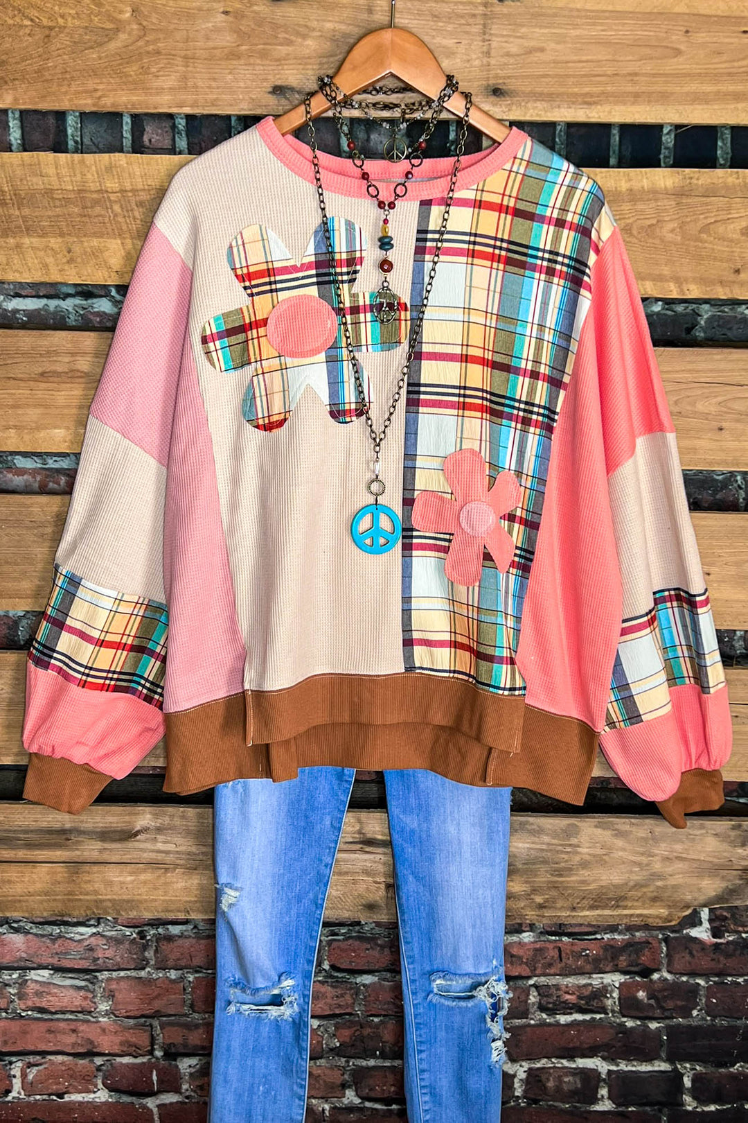 A Good Feeling Artisan Flowers Patch Sweatshirt in Multi-Color