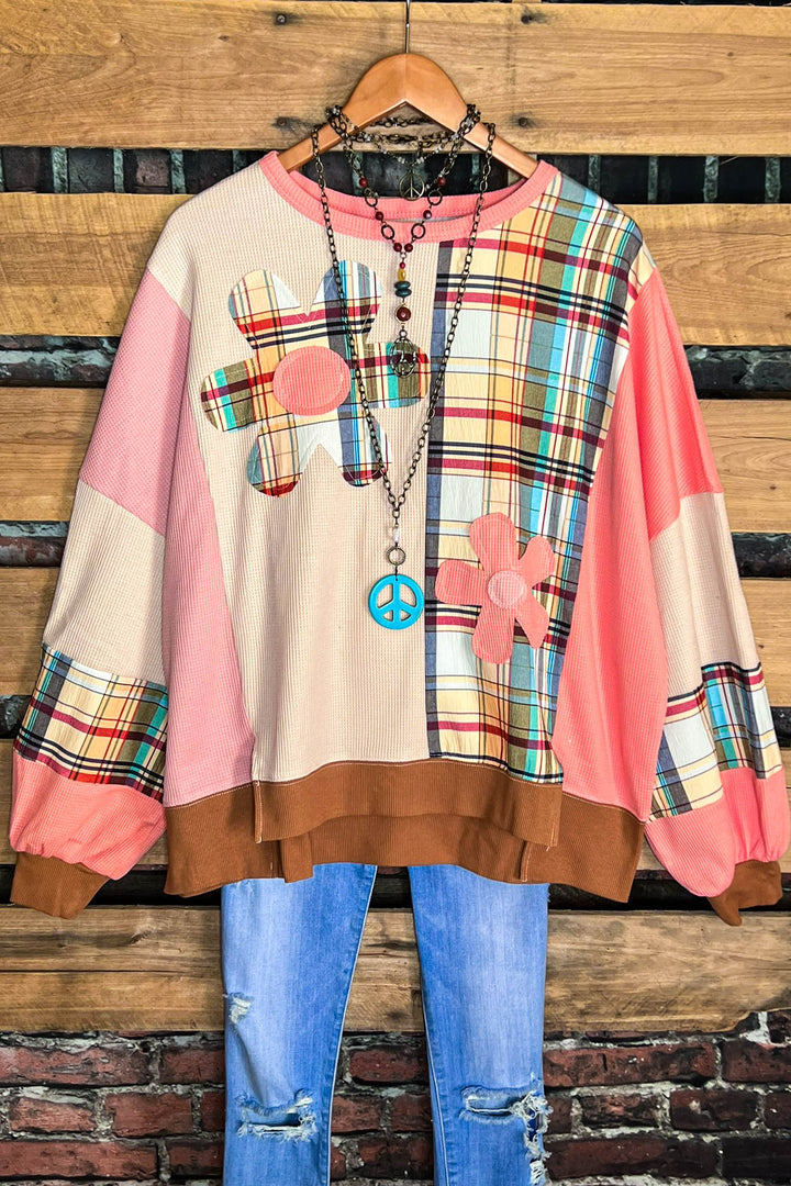 A Good Feeling Artisan Flowers Patch Sweatshirt in Multi-Color