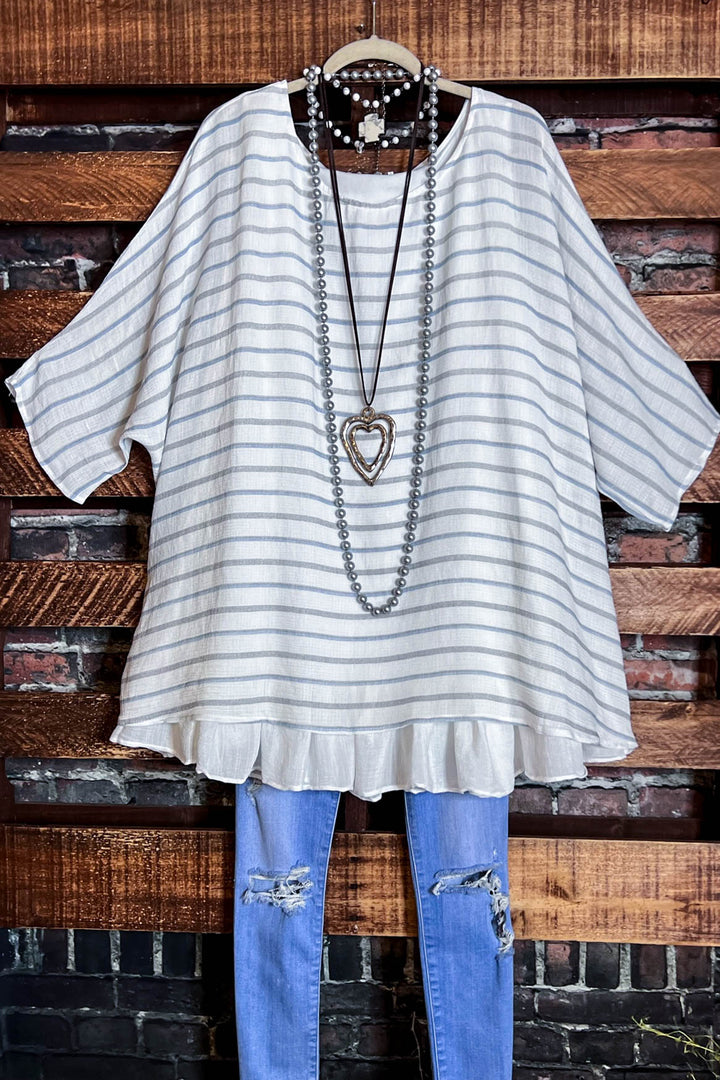 THE PERFECT FAB TUNIC IN IVORY & BLUE