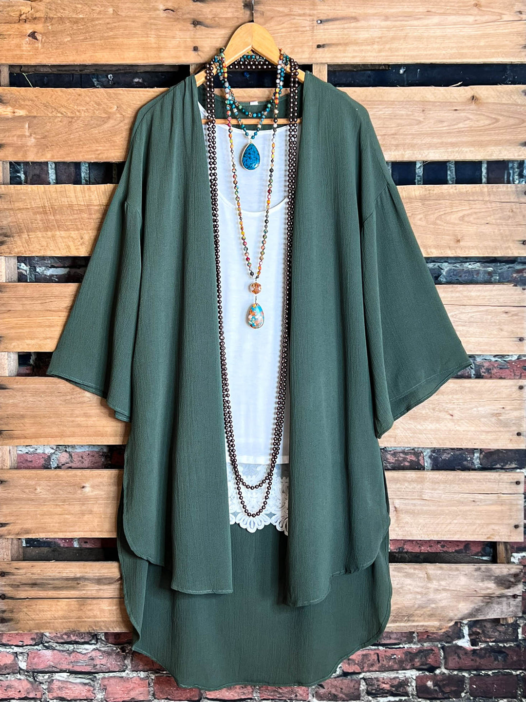 Go Your Own Way Olive Green Kimono