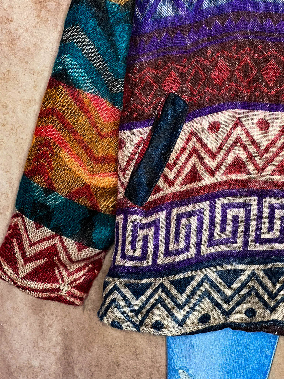 Hoodie Quilted Knit Jacket in Blue, Purple & Multi------Sale