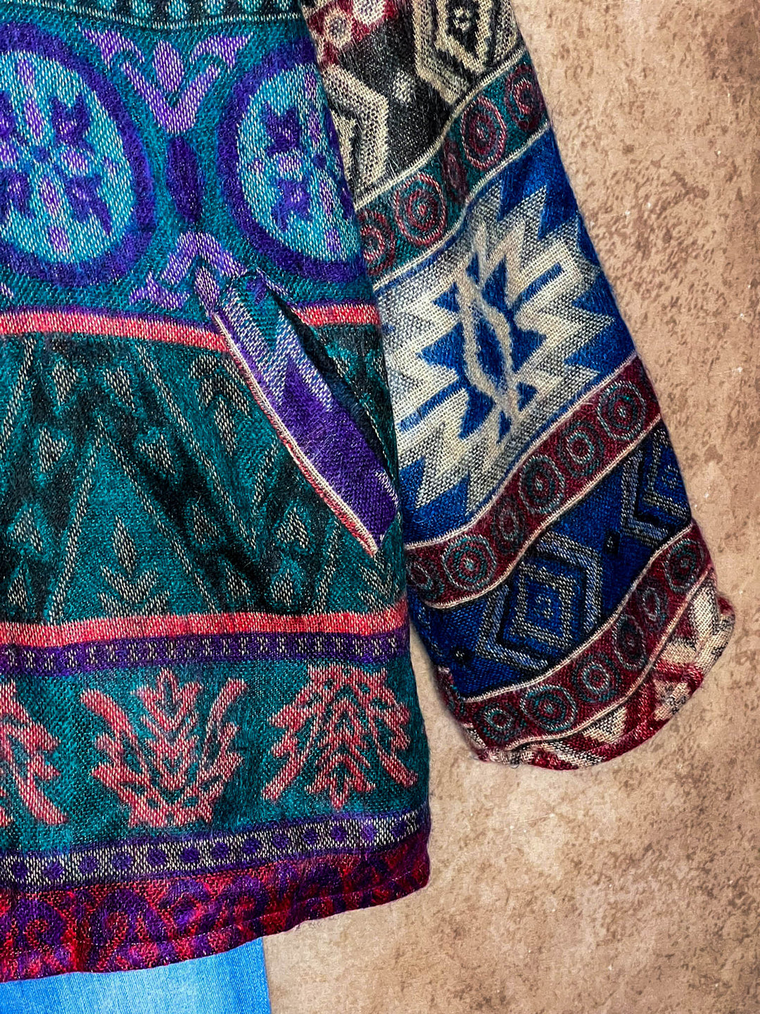 Hoodie Quilted Knit Jacket in Blue, Purple & Multi------Sale