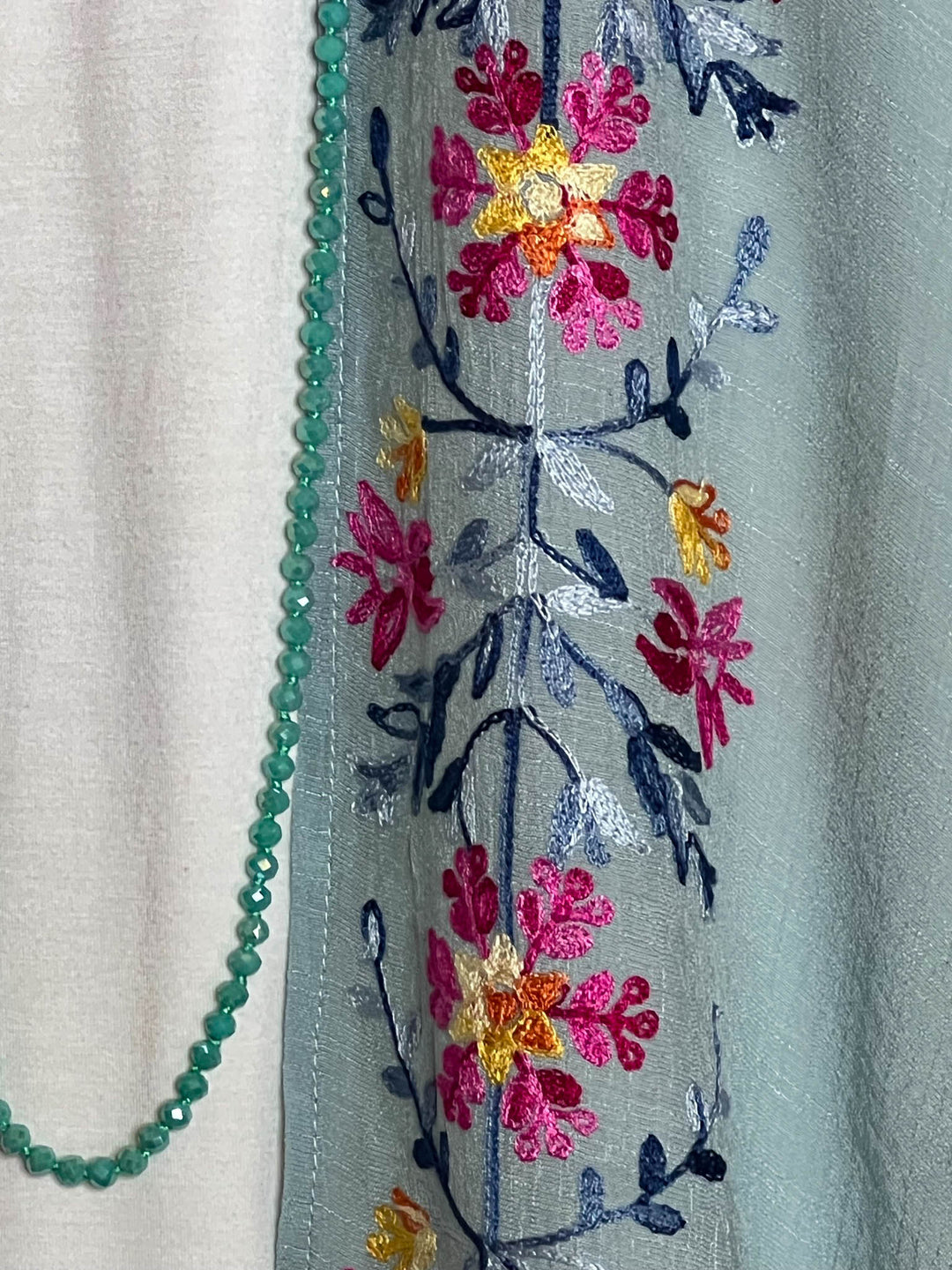 IT'S LOVE AT FIRST SIGHT SAGE FLORAL EMBROIDERED KIMONO