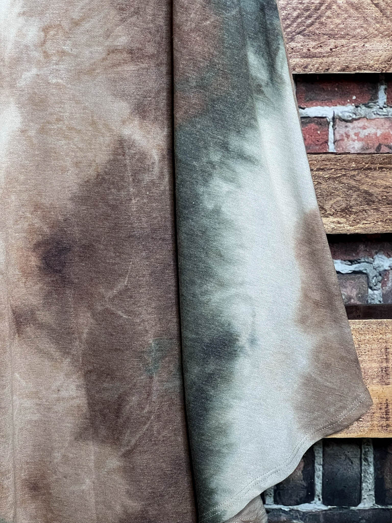 Matching The Vibe Peace & Love Tie Dye Midi Dress In Olive & Multi-Color