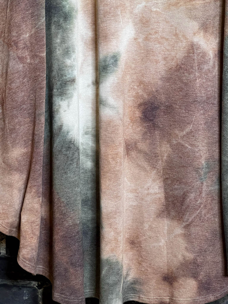 Matching The Vibe Peace & Love Tie Dye Midi Dress In Olive & Multi-Color