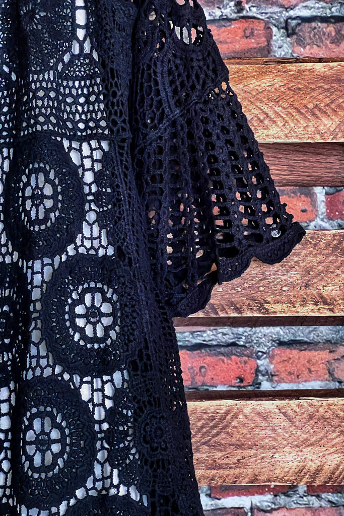 MADE TO PERFECTION CROCHET CARDIGAN IN BLACK