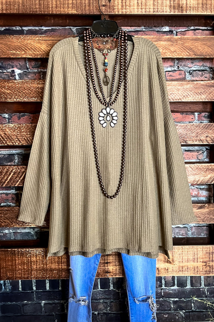 ALL FOR THE BEST OVERSIZED BRUSHED SOFT TUNIC IN KHAKI