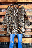 BEAUTY IS HERE BROWN LEOPARD OVERSIZED BLOUSE