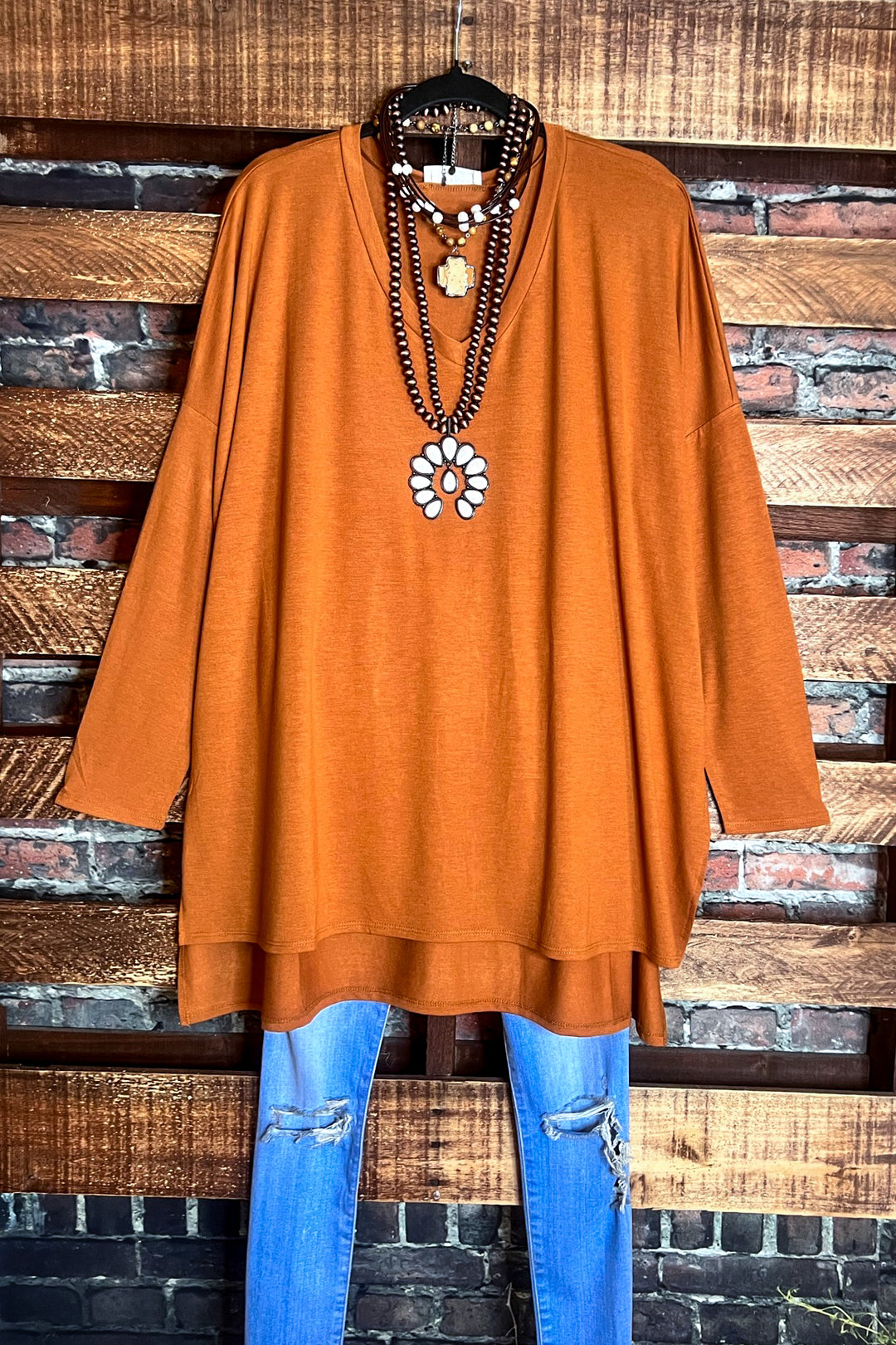 FOREVER PERFECTLY SIMPLE & OVERSIZED T-TUNIC IN ALMOND