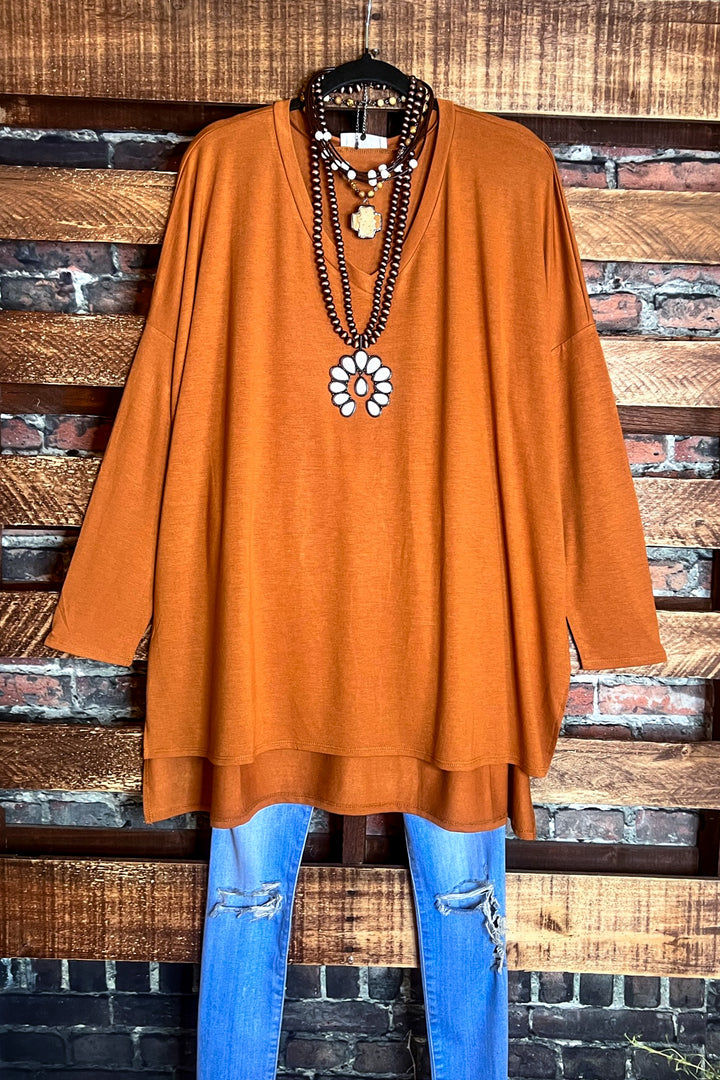 FOREVER PERFECTLY SIMPLE & OVERSIZED T-TUNIC IN ALMOND
