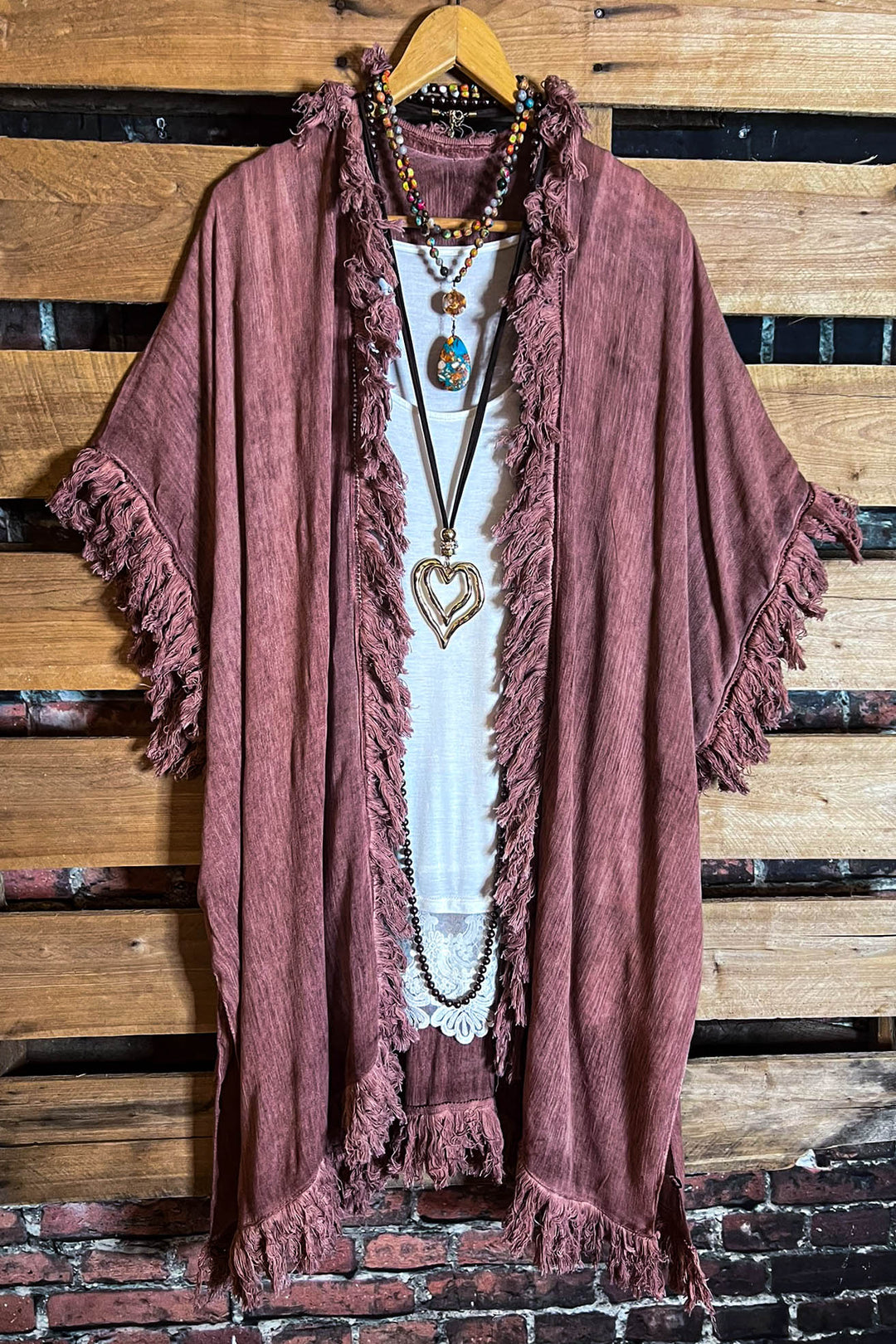 BOHEMIAN SOUL GAUZE PEASANT 100% COTTON KIMONO MOROCCAN CLAY