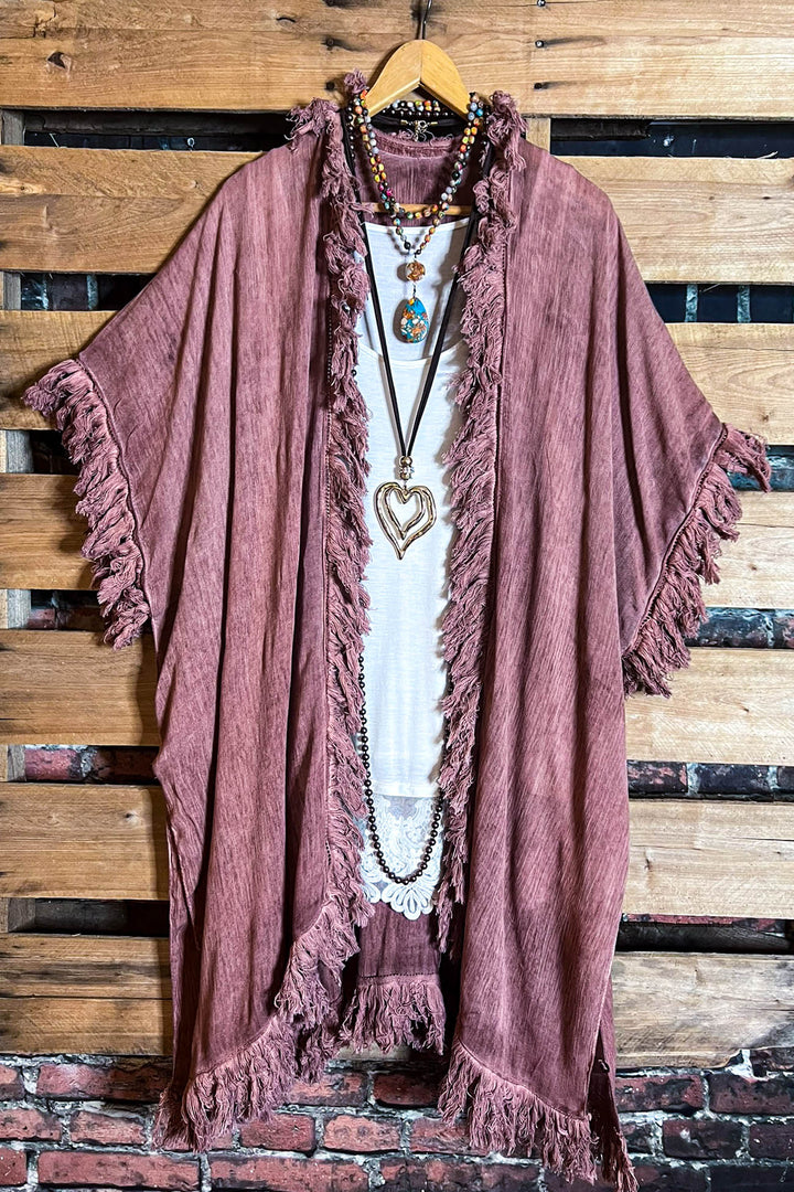 BOHEMIAN SOUL GAUZE PEASANT 100% COTTON KIMONO MOROCCAN CLAY