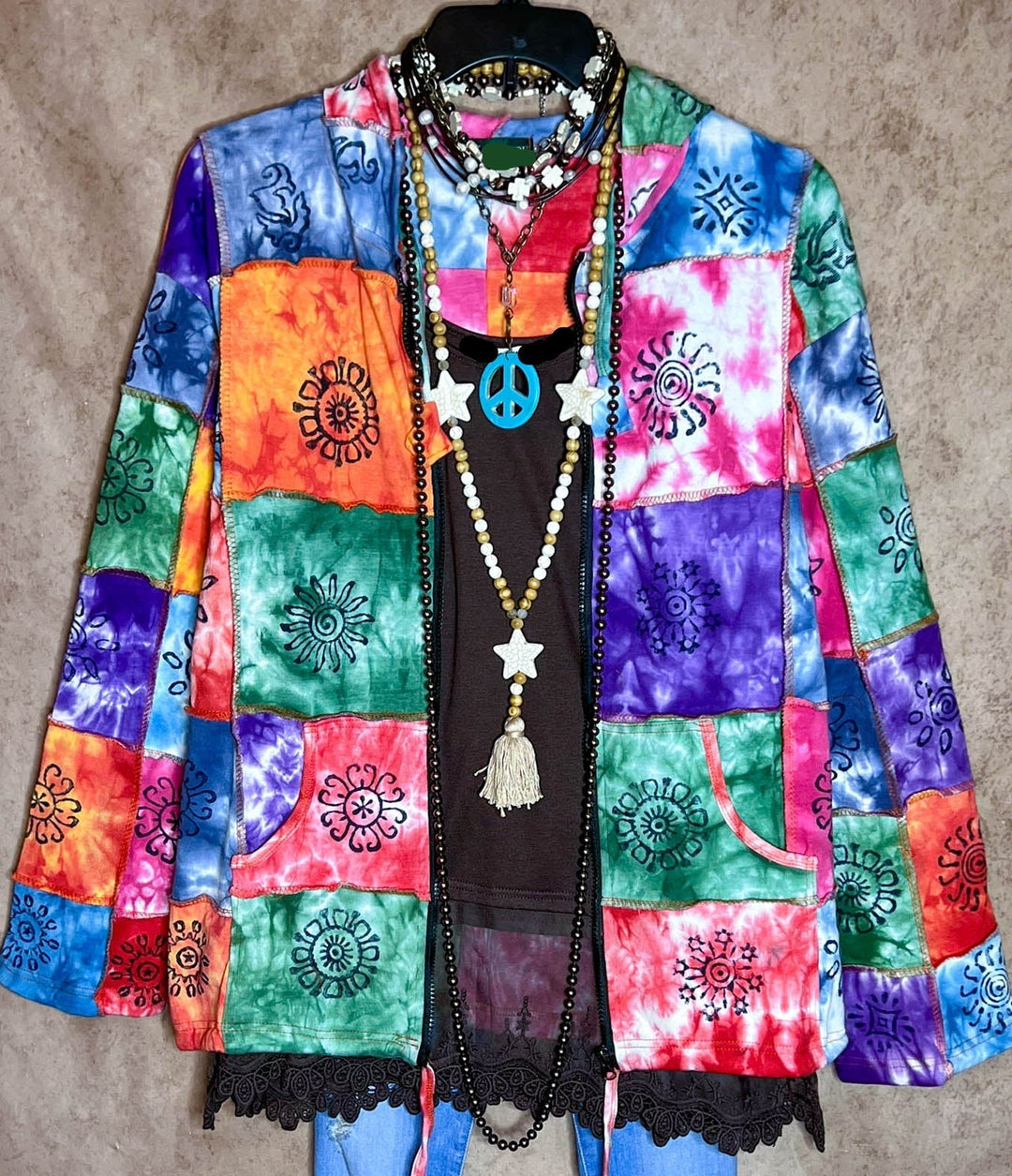 100% Cotton Patchwork Hooded Jacket Multi-Color----Sale